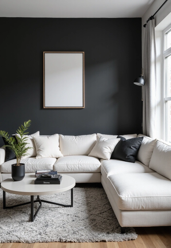 Black and White Contrast with Accent Walls