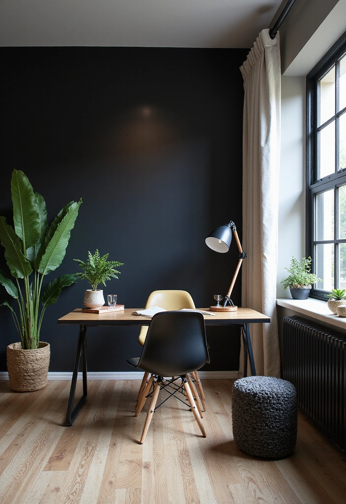 Black Accent Wall in Home Office