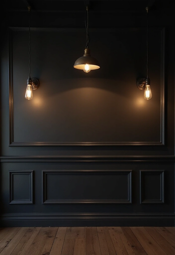 Incorporating Lighting with Black Accent Walls