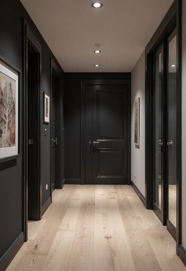 Black Accent Wall in Hallway