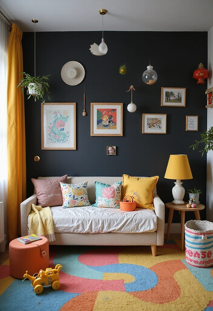 Black Accent Wall in Kids Room
