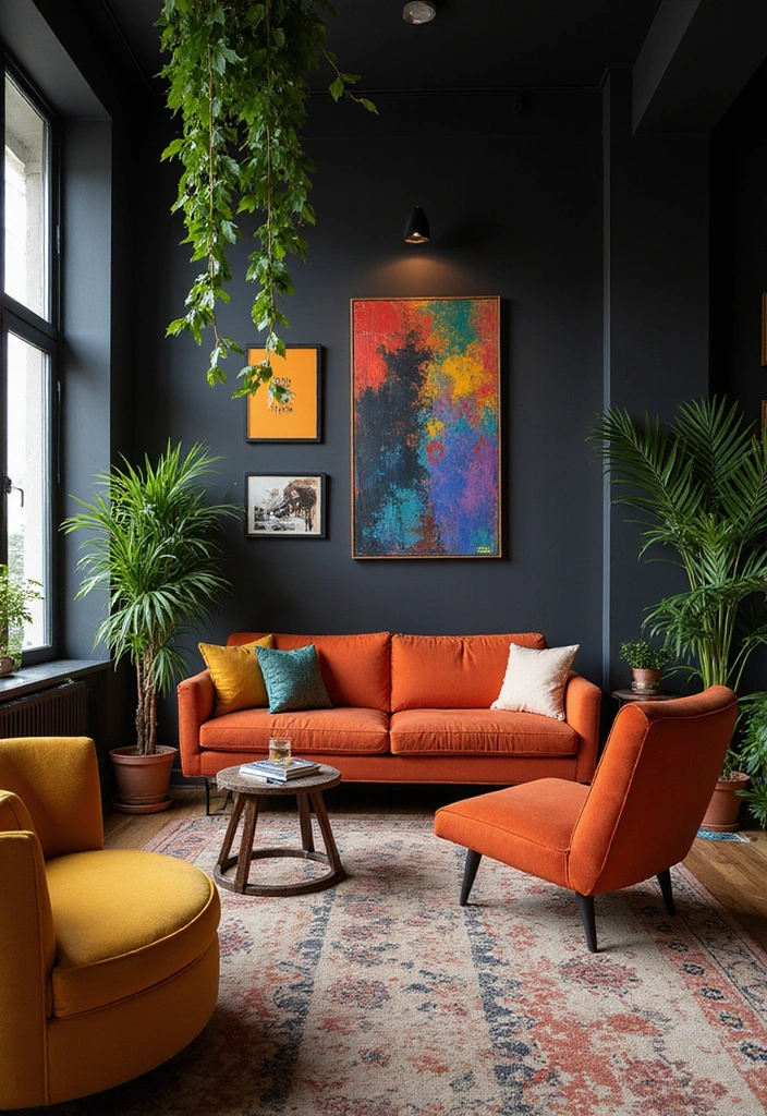 Using Black Accent Walls with Bold Colors