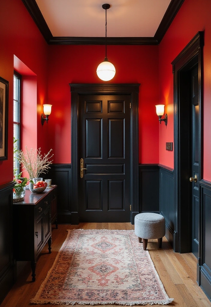 Vibrant Red and Sleek Black Paint Combo
