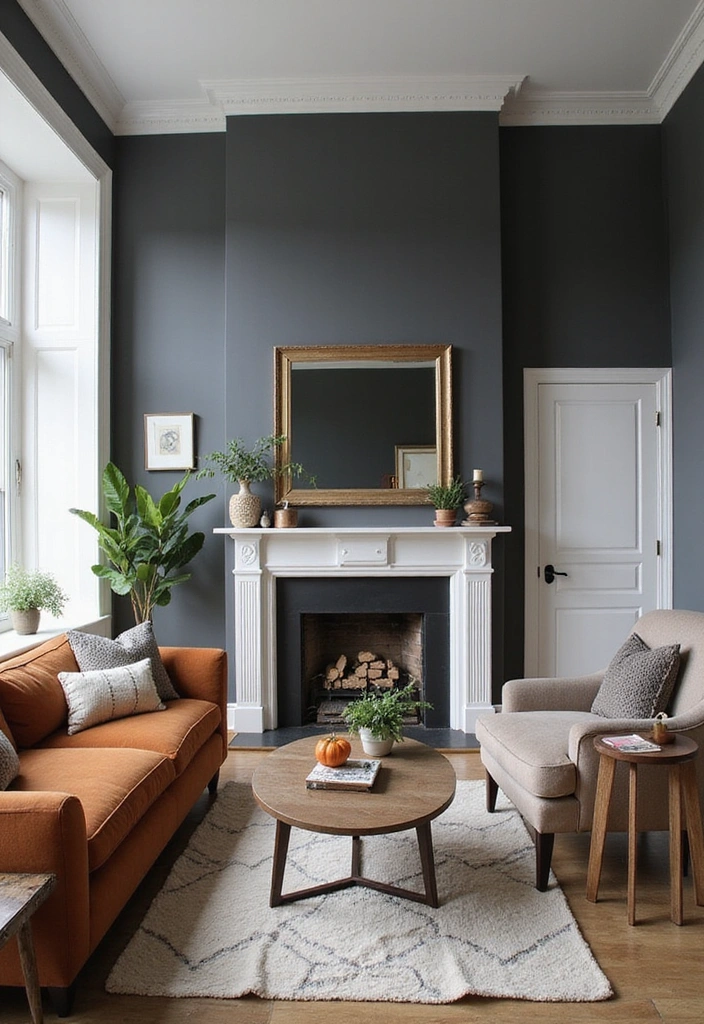 Deep Charcoal and Bright White Trim Paint Combo