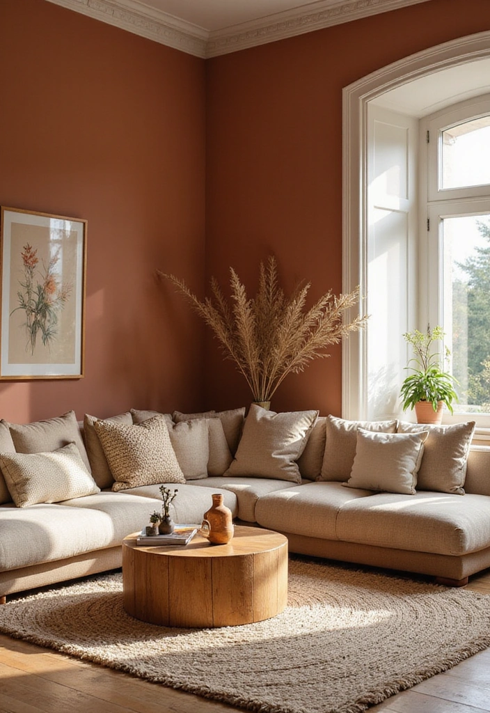 Warm Terracotta and Crisp Off-White Paint Combo