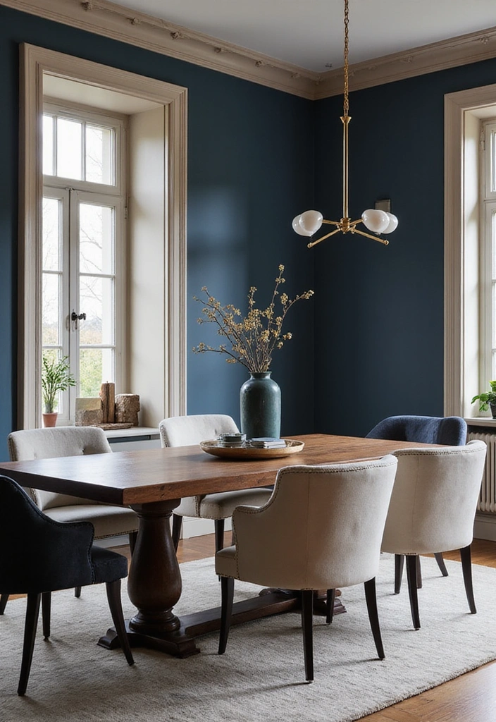 Navy Blue and Warm Beige Paint Combo