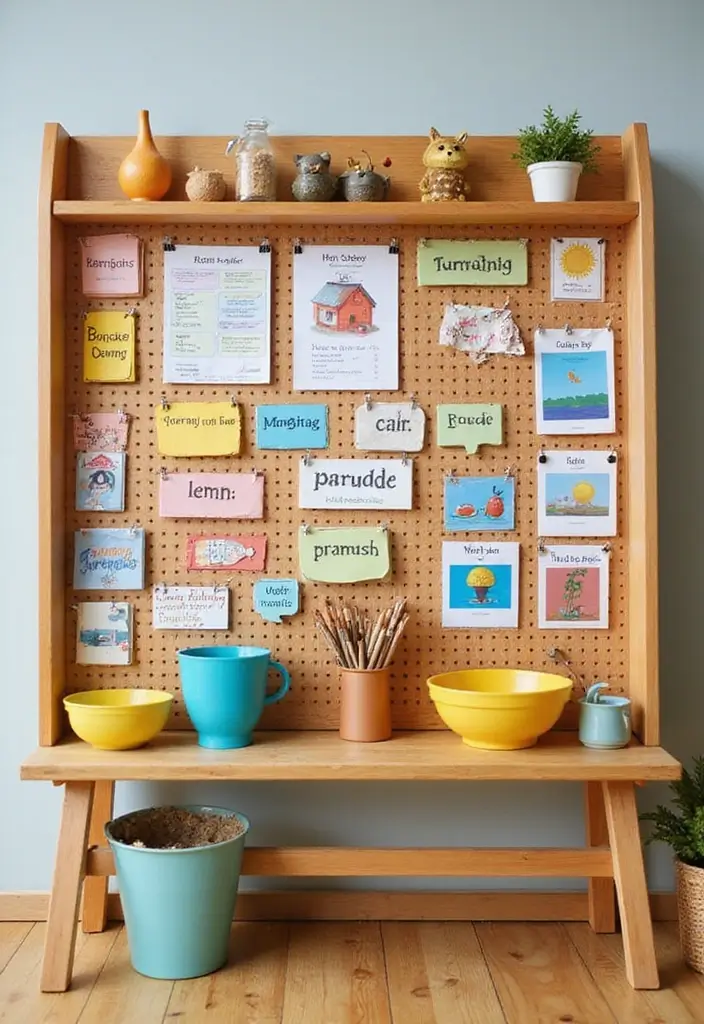 Language Learning Corner on Pegboard