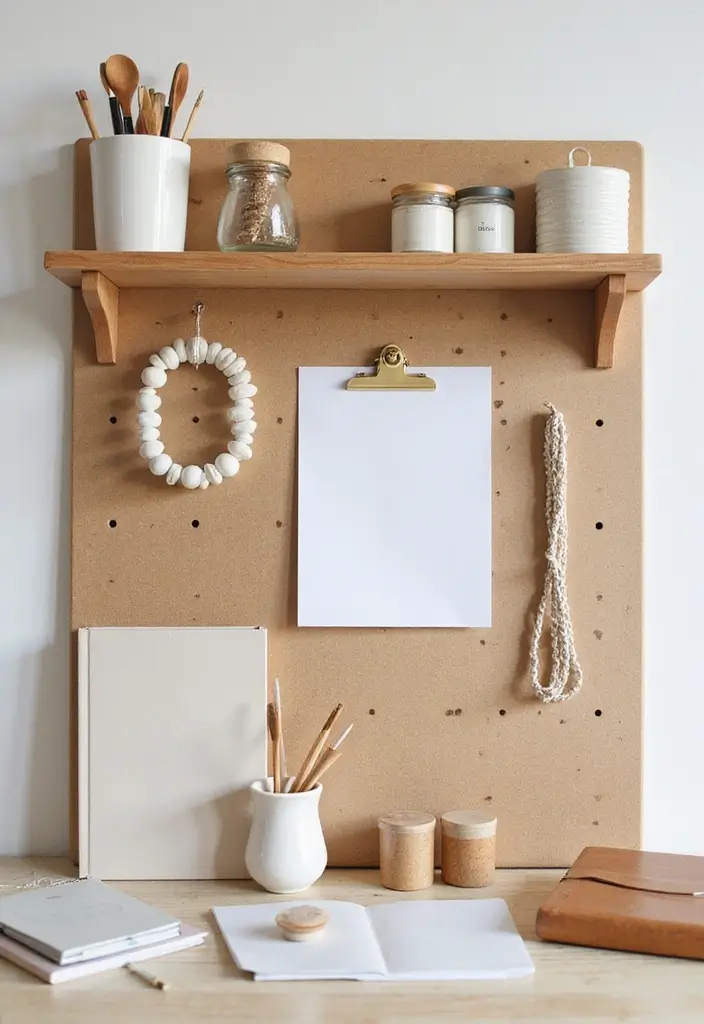 Minimalist Study Areas with Wooden Pegboards