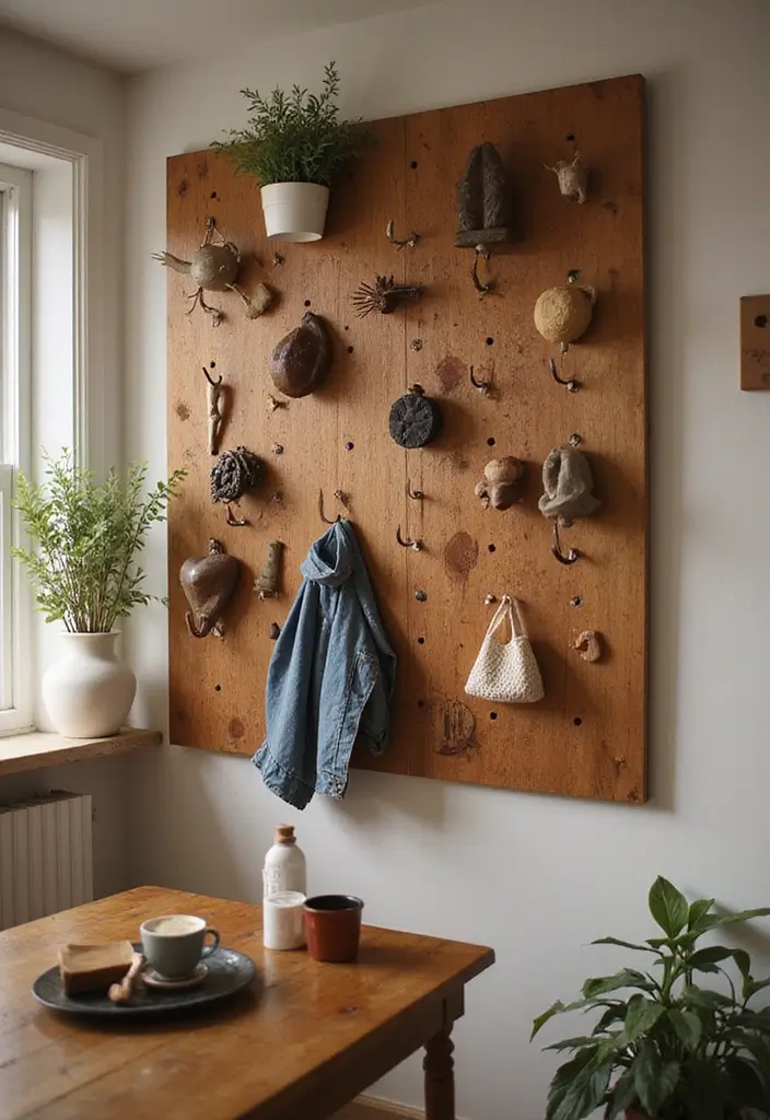 Personalized Learning Hooks on Wooden Pegboard
