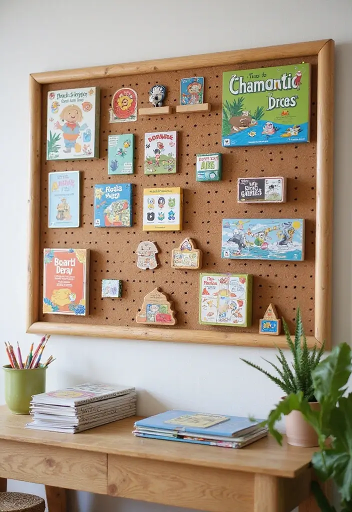 Themed Games and Puzzles Board on Pegboard