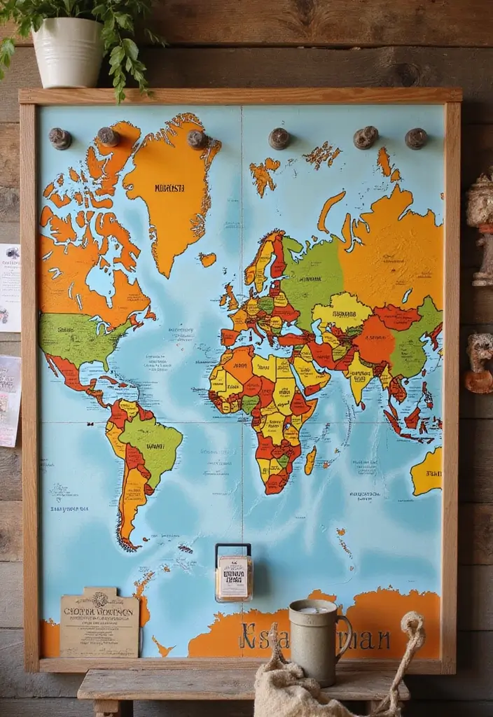 Travel Inspiration Board on Pegboard