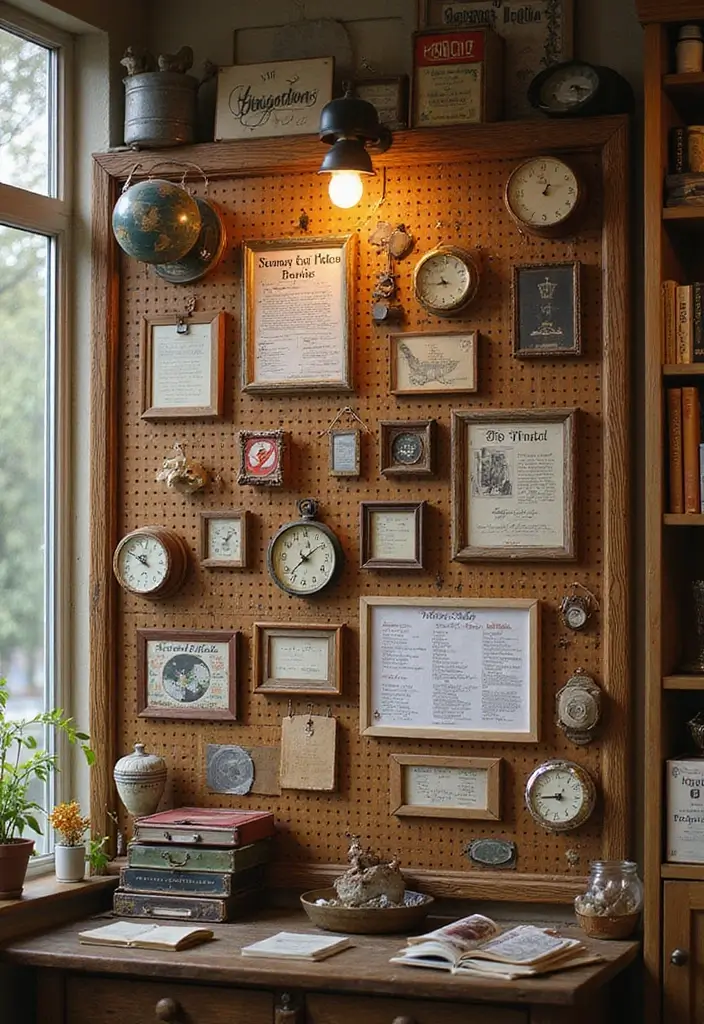 Vintage Educational Display on Pegboard