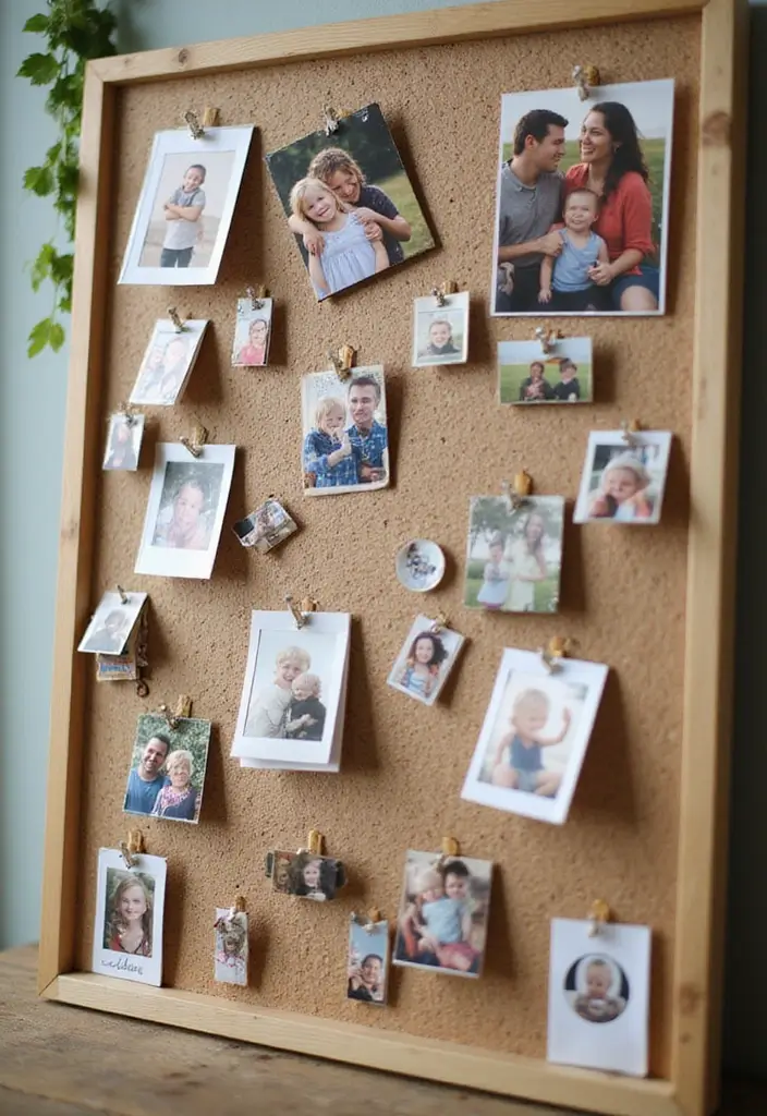 Memory Wall with Photos on Pegboard