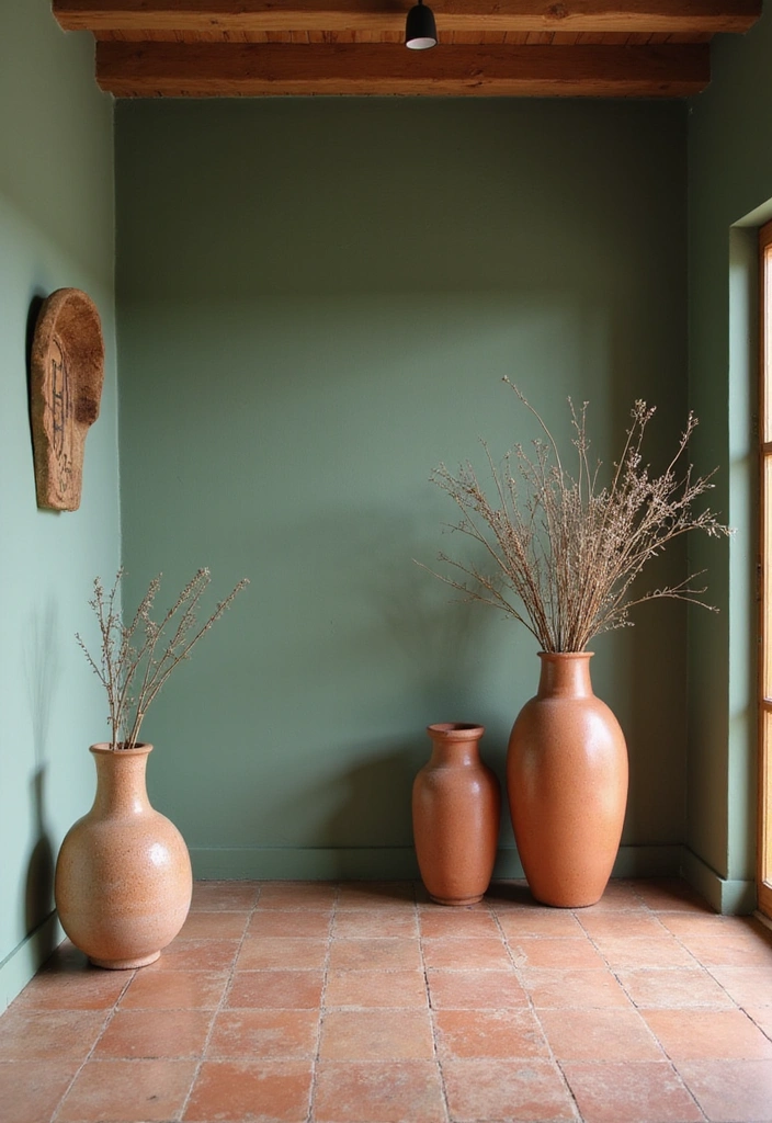 Sage Green Walls with Terracotta Details