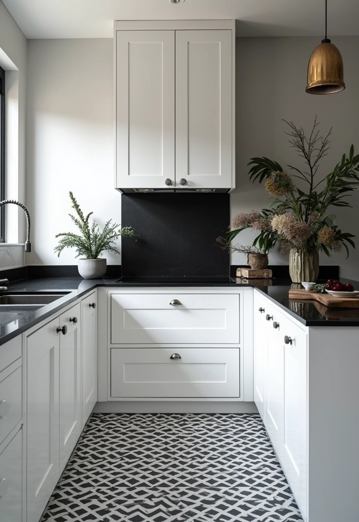 Timeless Monochrome Black and White Kitchen with Black Countertops