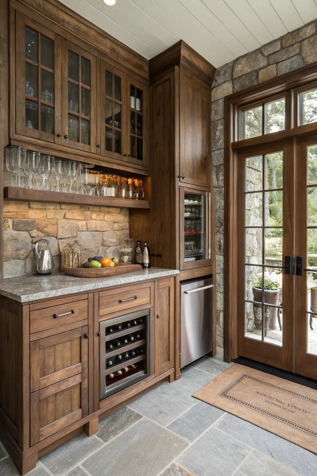 A tasteful blend of materials adds richness and visual interest.