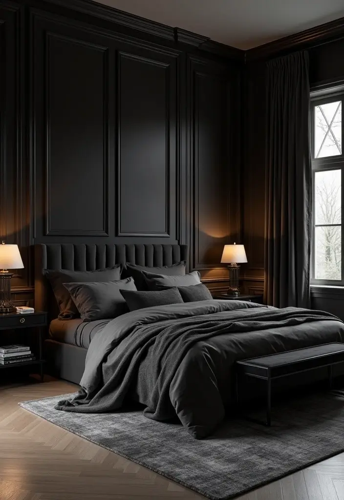 Monochromatic Sophistication with Dark Wainscoting