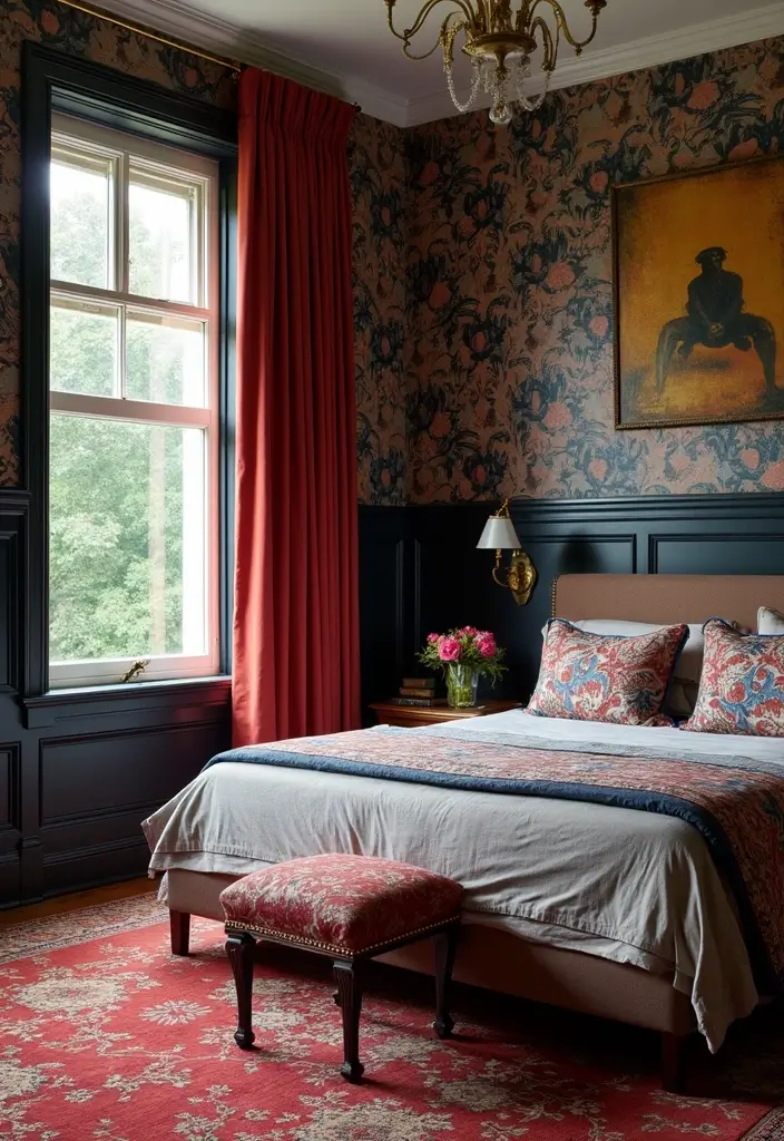 Pattern Play with Dark Wainscoting