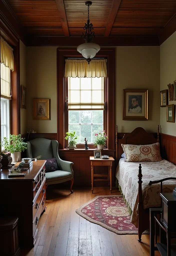 Vintage Appeal with Dark Wood Wainscoting