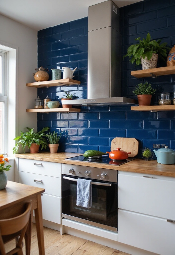 Dark Blue Backsplash