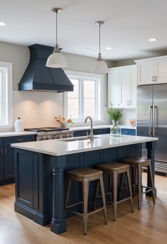 Dark Blue Kitchen Island