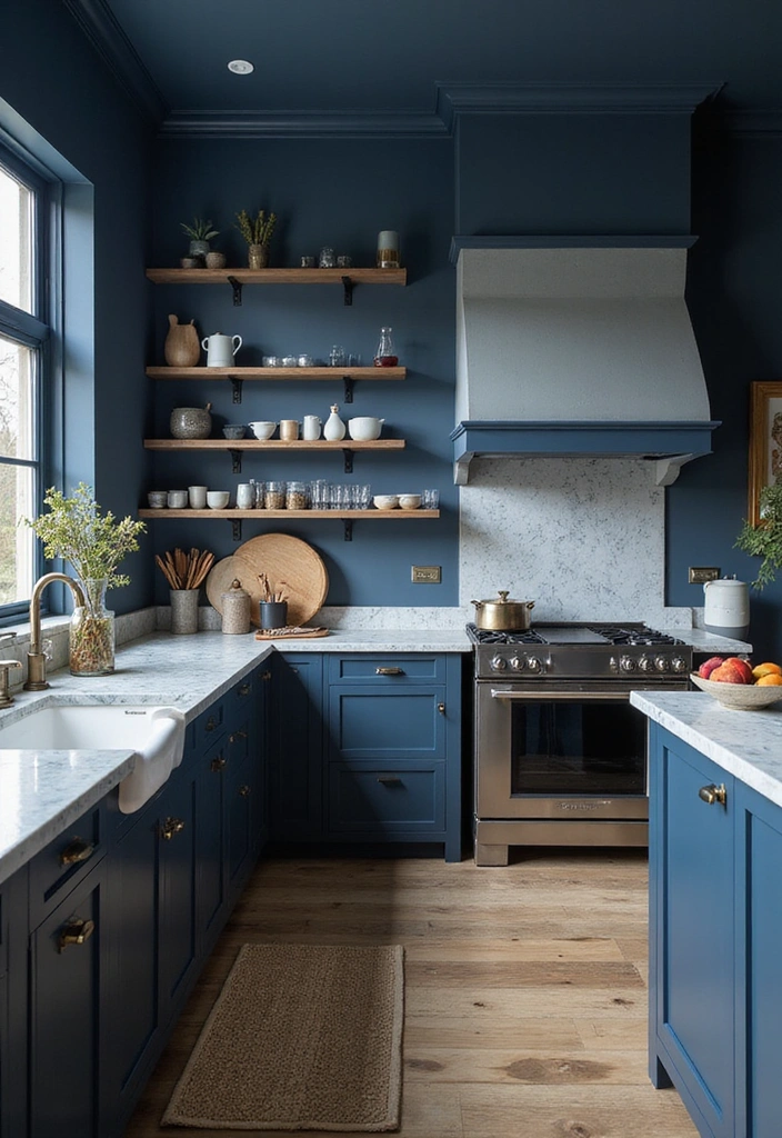 Elevate Your Kitchen Style with Dark Blue