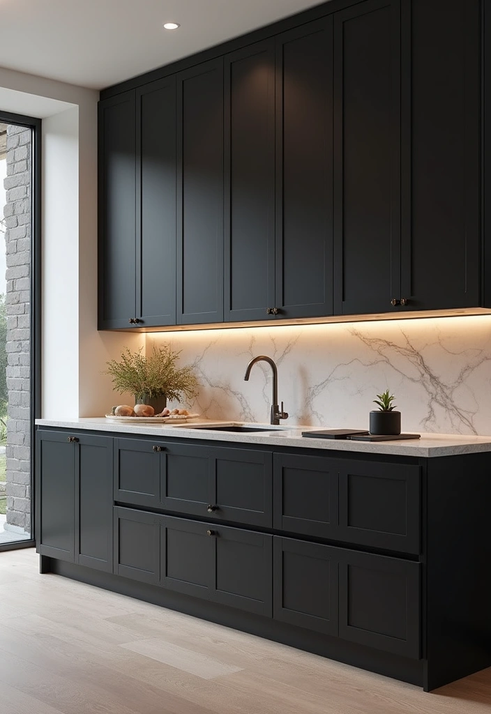 Bold Black Cabinets in Kitchen