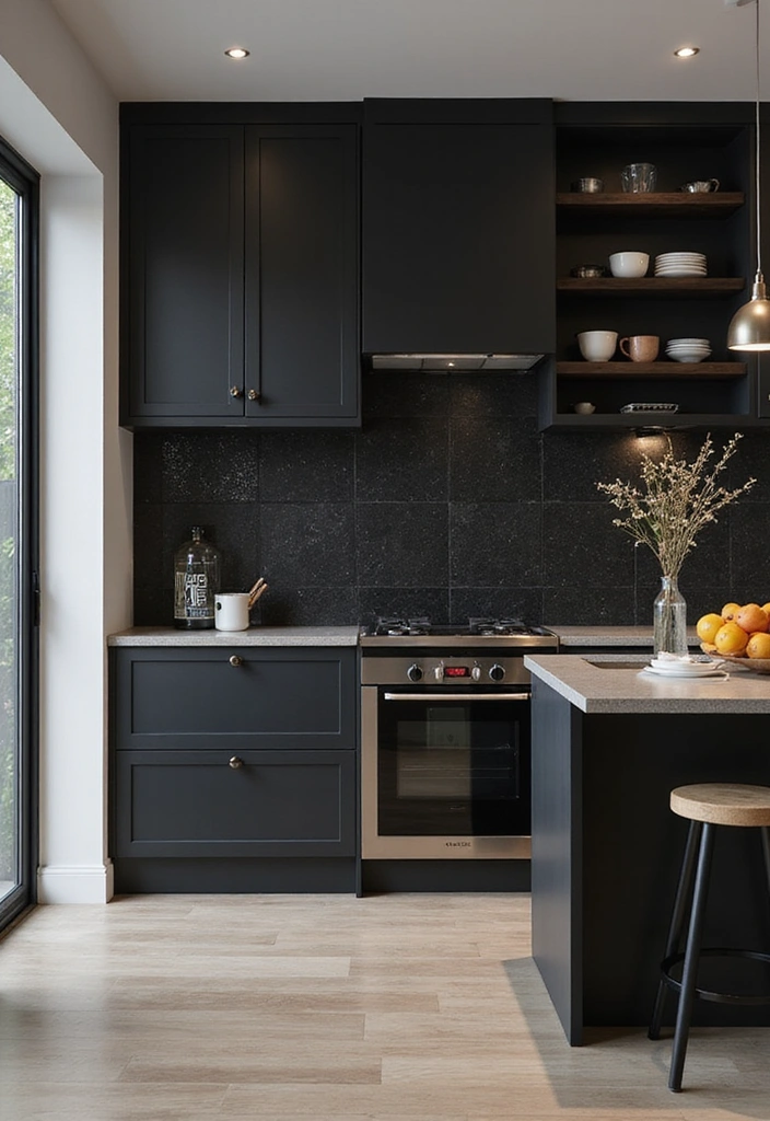 Stylish Black Kitchen Backsplash