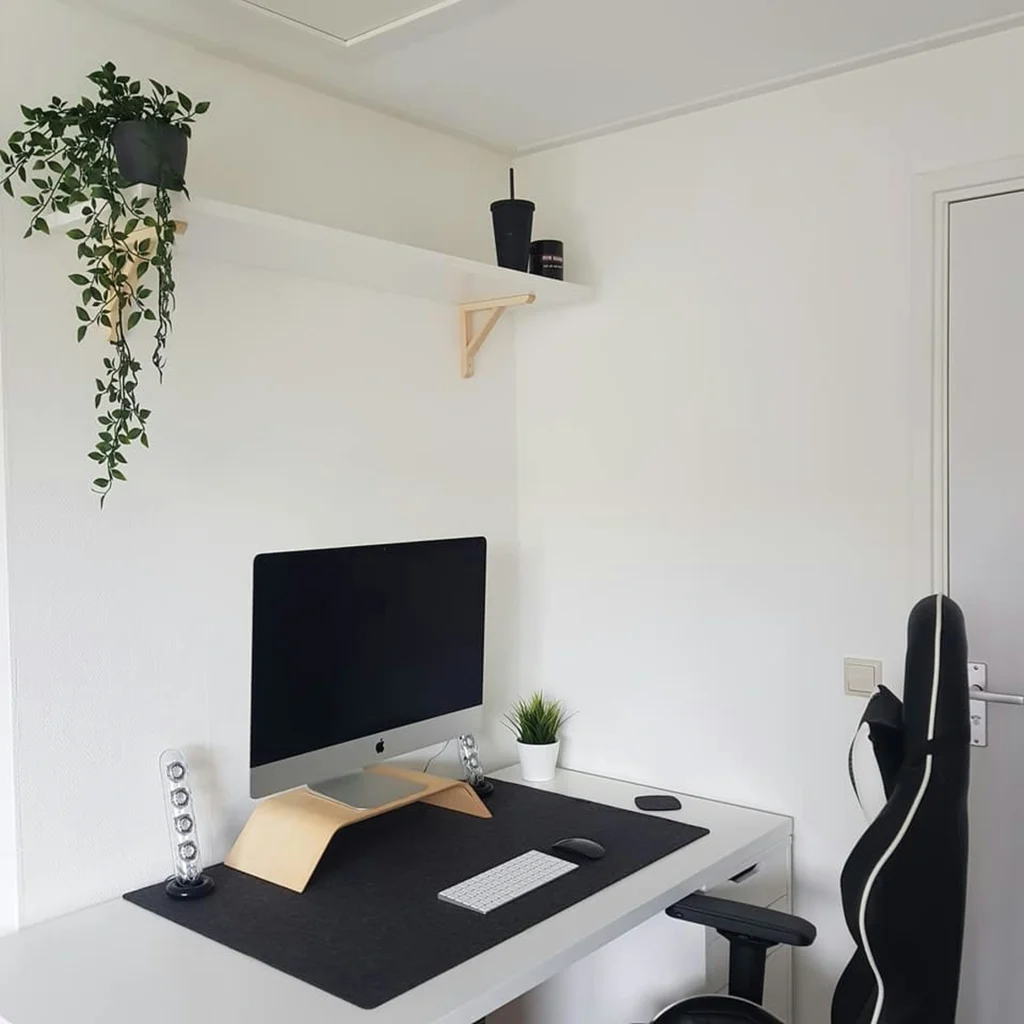 Minimalist home office with neutral tones
