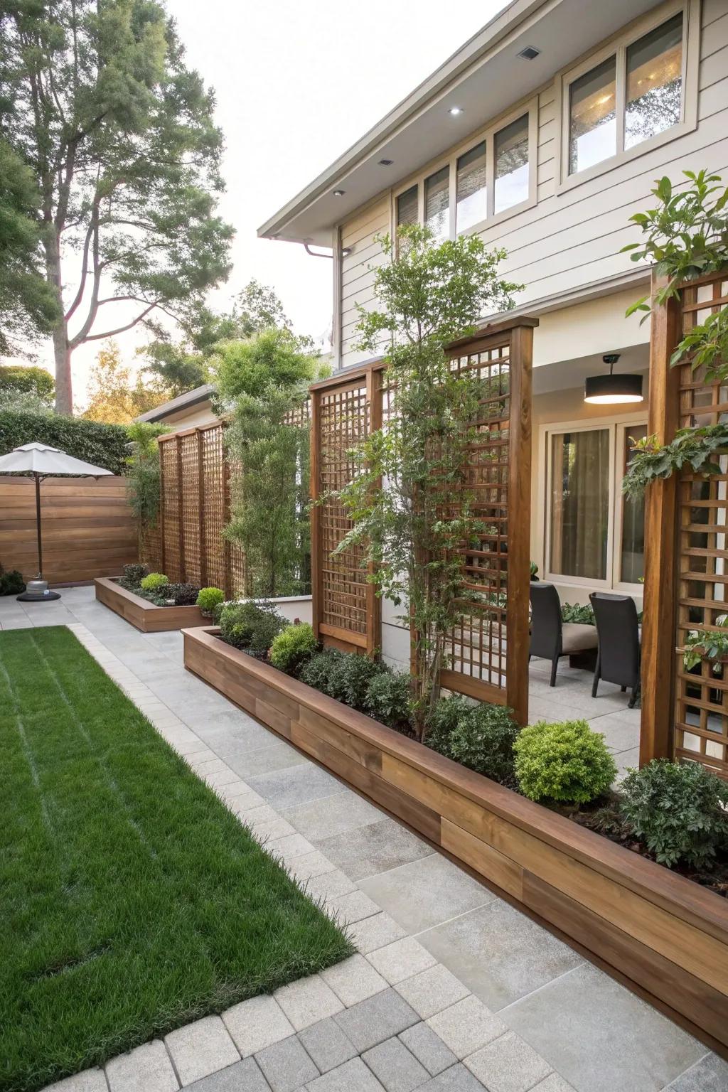 Craft a secluded retreat with elegant privacy screens.