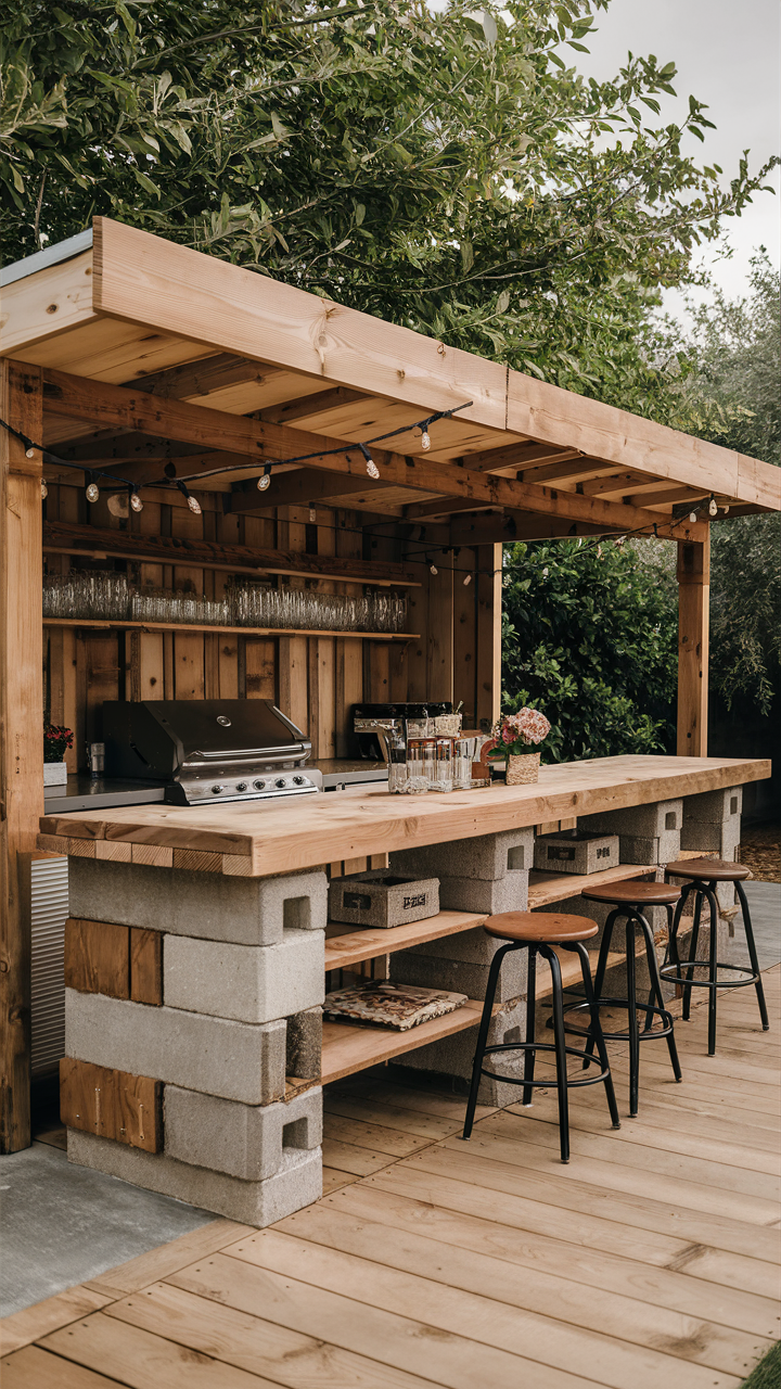 Rustic Wooden Outdoor Bar