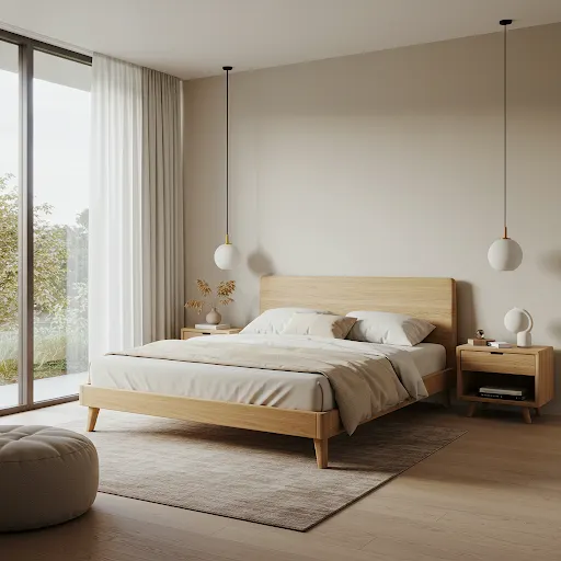 Soft color palette in bedroom
