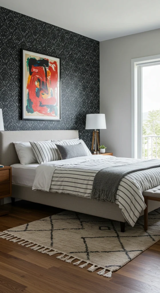 Bedroom with statement wall