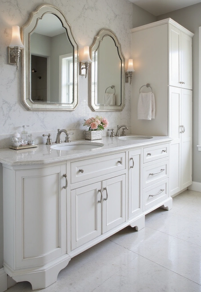 Elegant Bathroom Accessories with White Quartz and Chrome