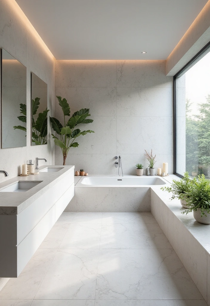 Spa-Like Bathroom with White Quartz and Chrome Fixtures