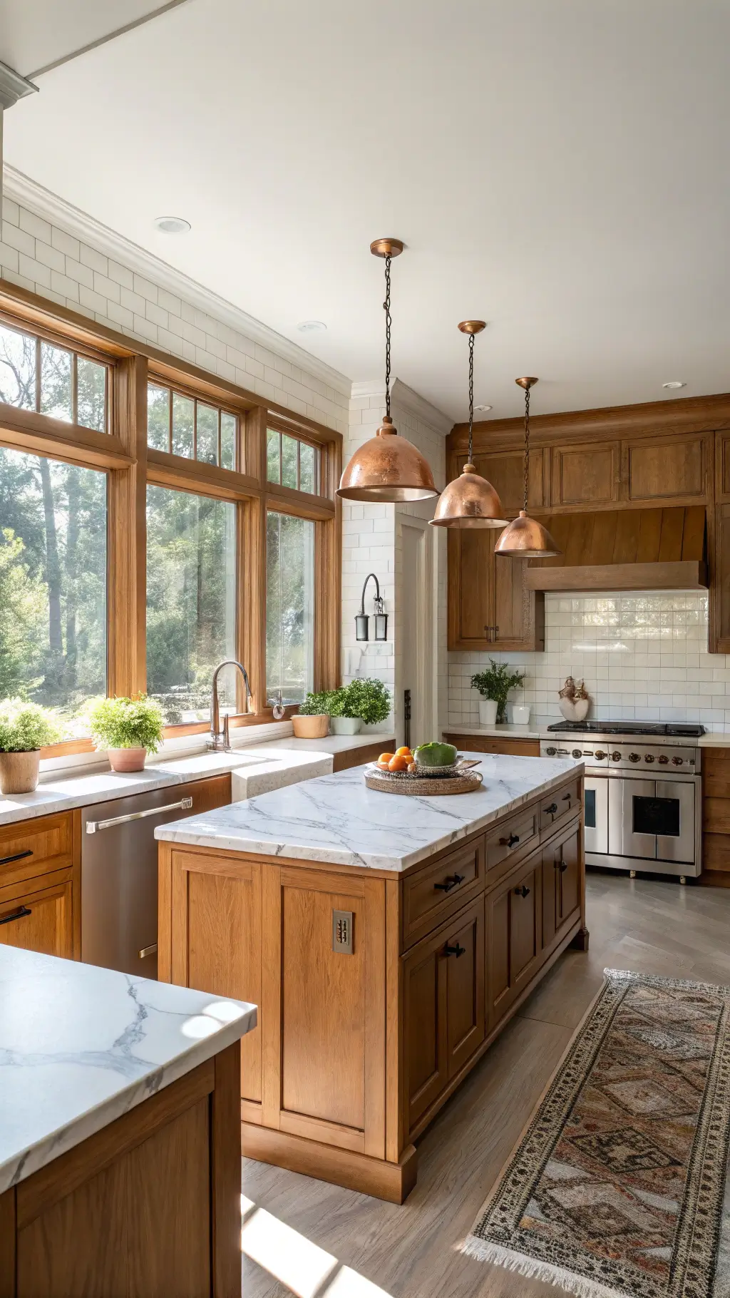 Beautiful stained kitchen cabinets showcasing natural wood grain