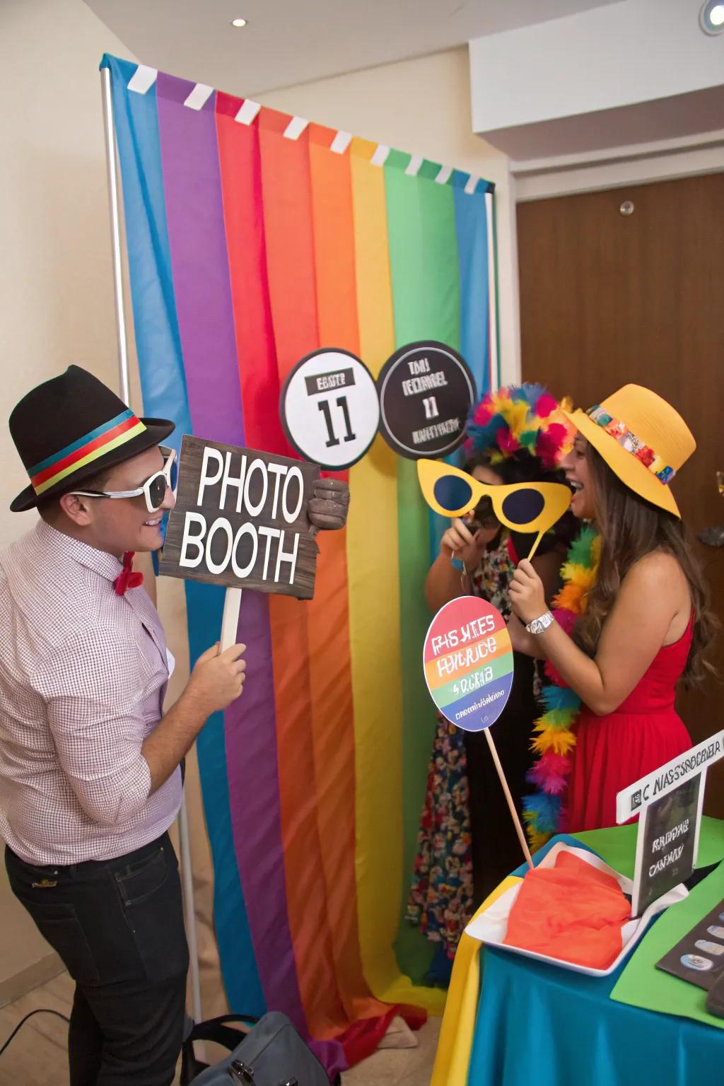 DIY photo booth capturing joyful party moments.