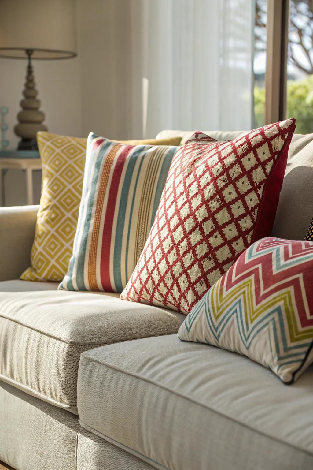 Mixing patterns creates a lively coastal atmosphere.