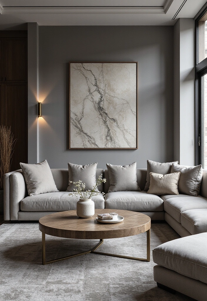 Opulent Layered Grey Living Room with Marble