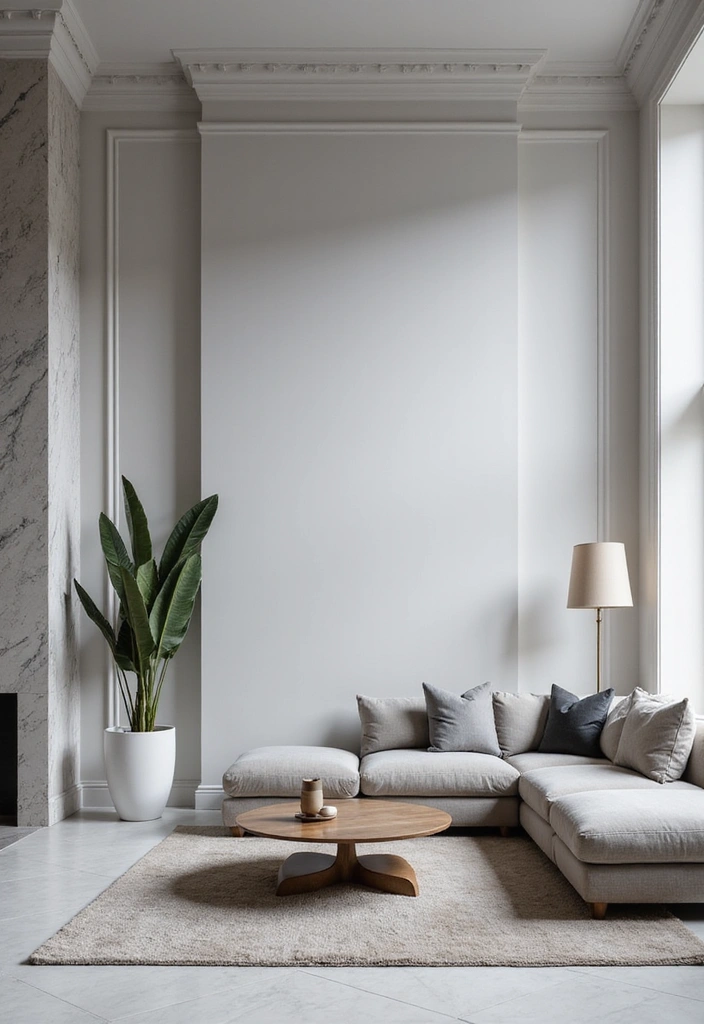 Minimalist Grey Living Room with Marble Accents