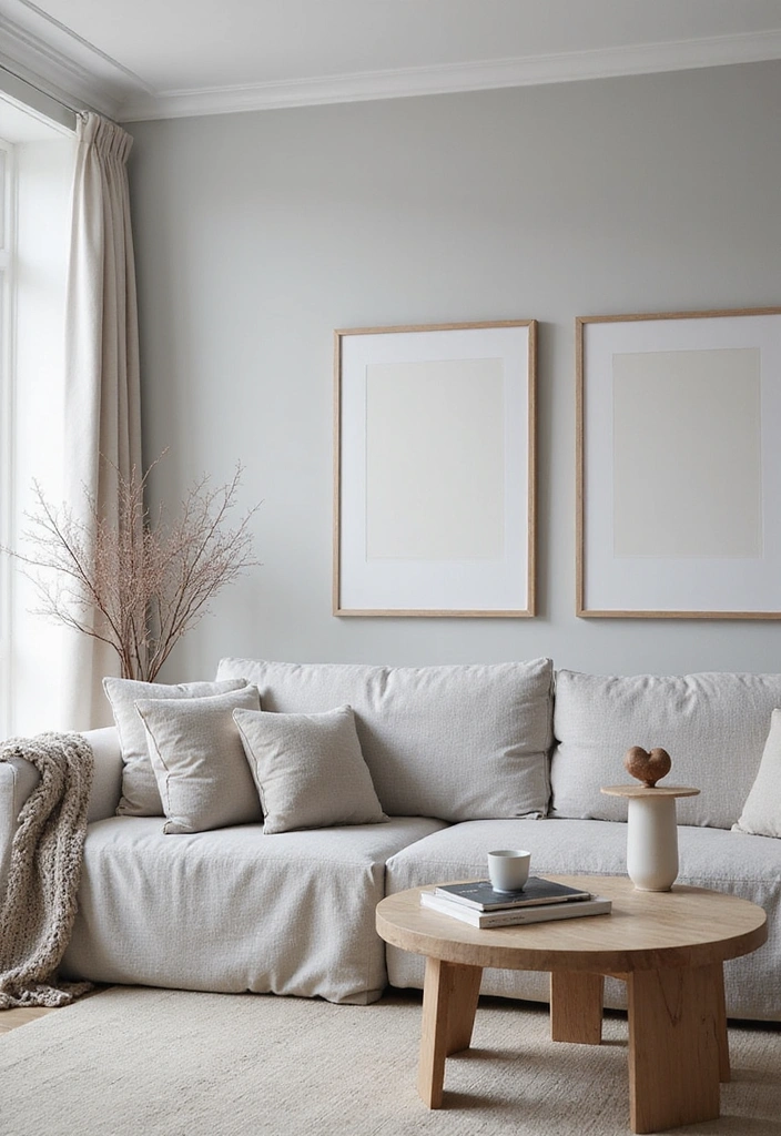 Scandinavian Grey Living Room with Marble