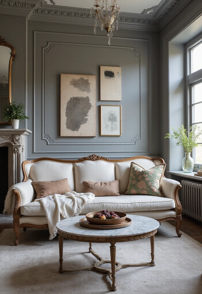Vintage Charm Meets Modern Grey Living Room