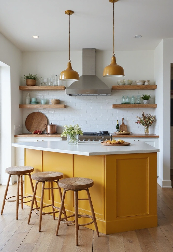 Mustard Yellow Kitchen Islands as Focal Points