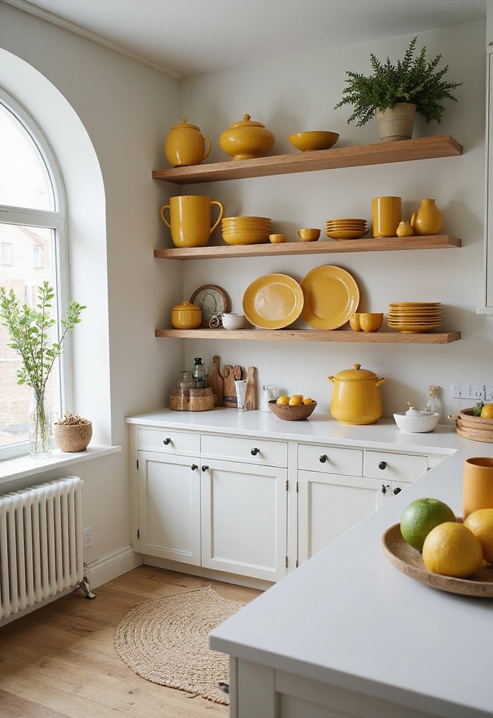 Showcasing Mustard Yellow with Open Shelving