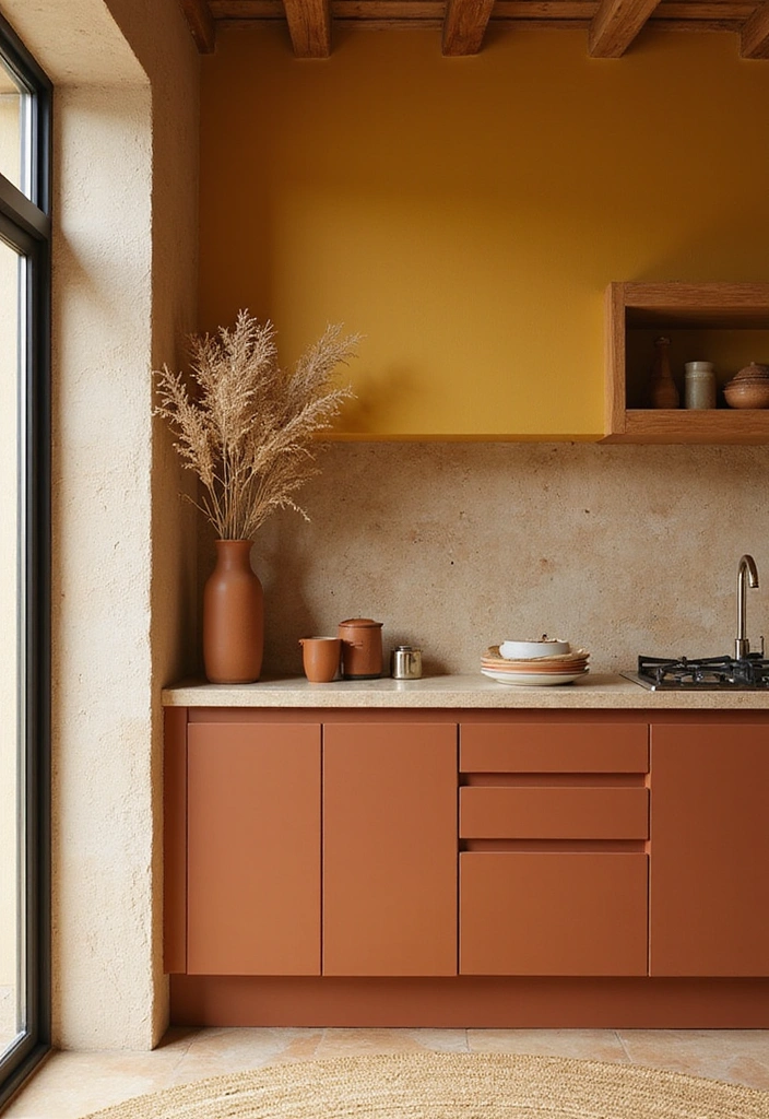 Earthy Tones and Mustard Yellow for Cozy Kitchens