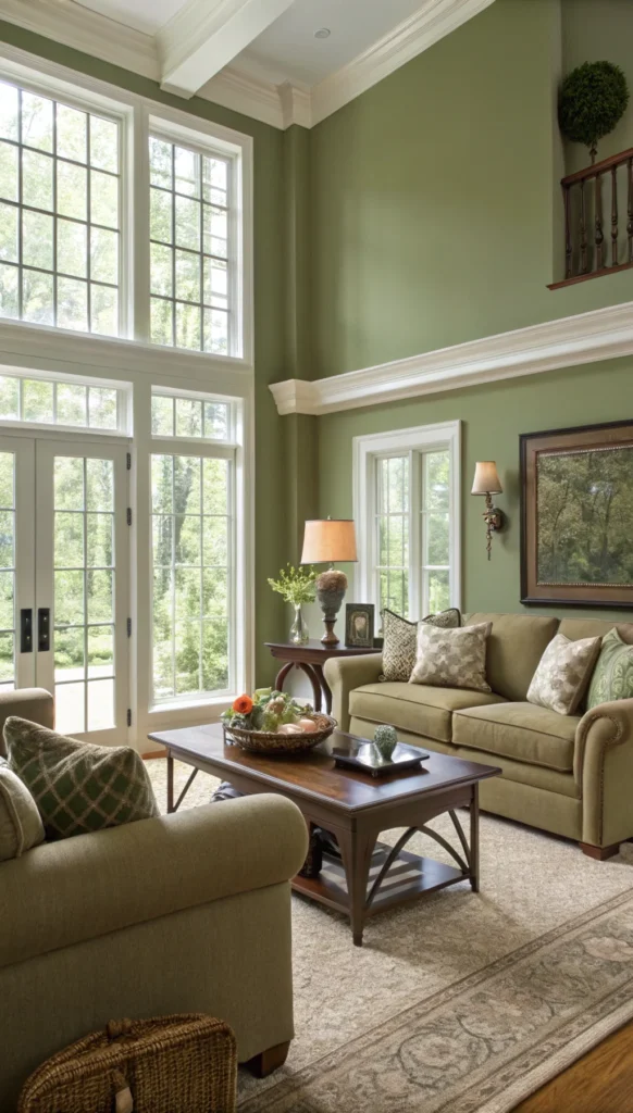 Warm cozy living room with earthy tones